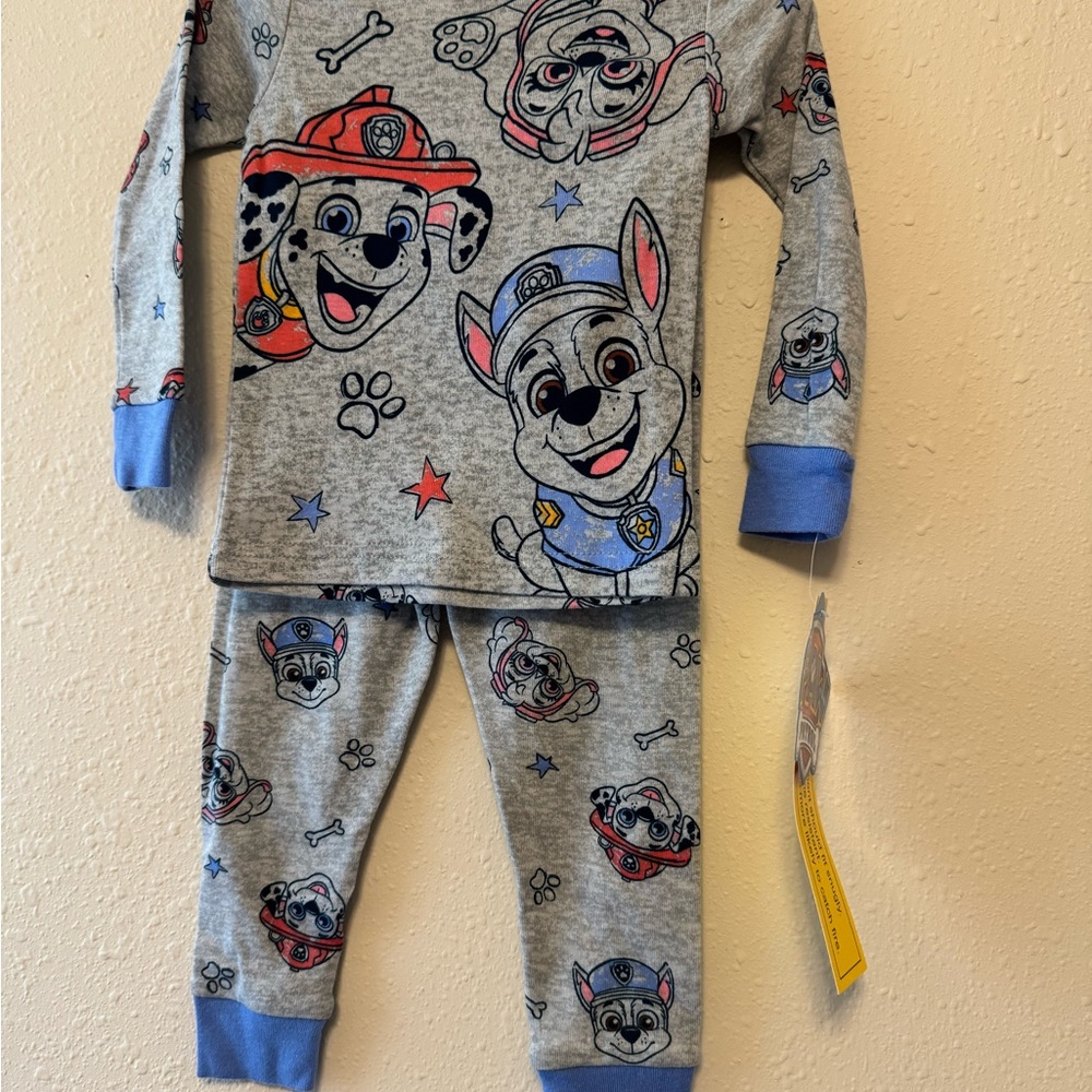 Paw Patrol Kids Pajama Set - Gray with Blue and Red Accents